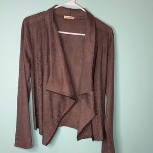 Mystree Taupe snake design zip up scarf jacket